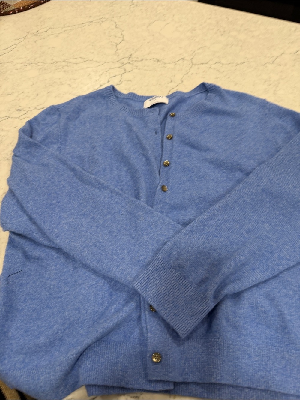 Old Navy Men's Heather Blue Henley Button-Up Sweater